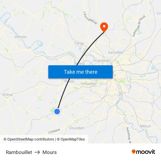 Rambouillet to Mours map