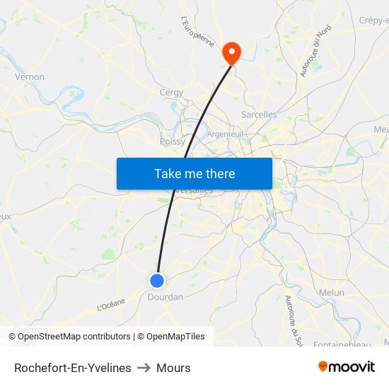 Rochefort-En-Yvelines to Mours map