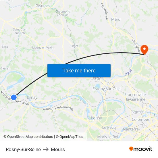 Rosny-Sur-Seine to Mours map