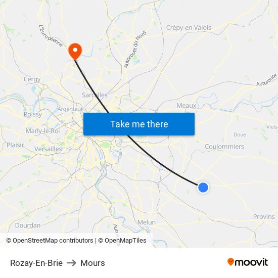 Rozay-En-Brie to Mours map