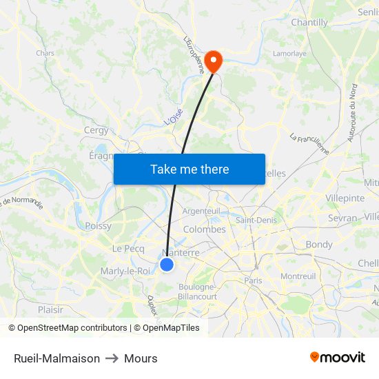 Rueil-Malmaison to Mours map