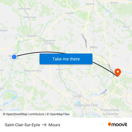 Saint-Clair-Sur-Epte to Mours map