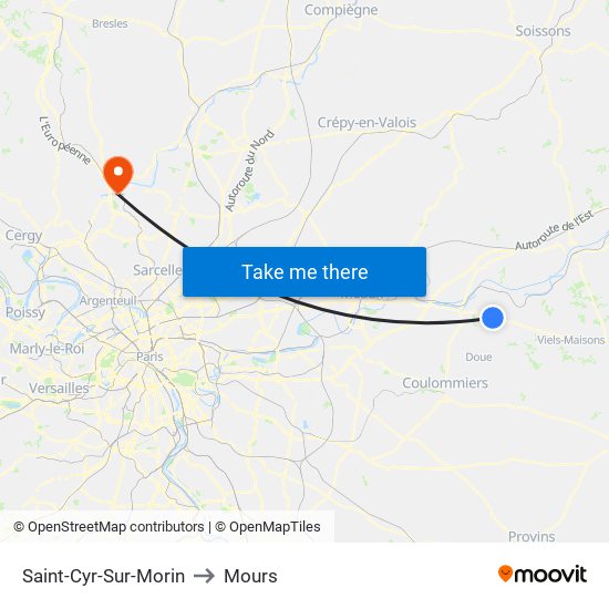 Saint-Cyr-Sur-Morin to Mours map