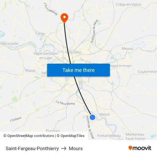 Saint-Fargeau-Ponthierry to Mours map