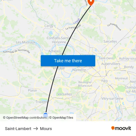 Saint-Lambert to Mours map