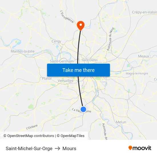 Saint-Michel-Sur-Orge to Mours map