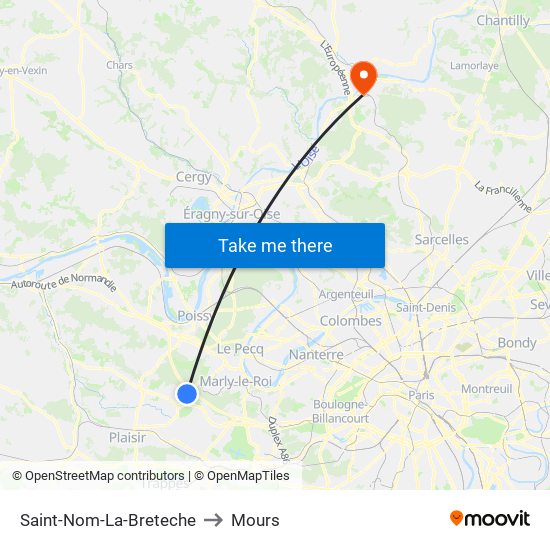 Saint-Nom-La-Breteche to Mours map