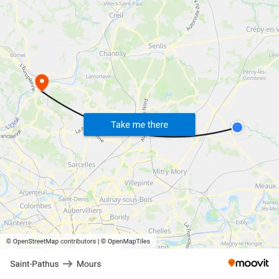 Saint-Pathus to Mours map