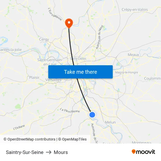 Saintry-Sur-Seine to Mours map