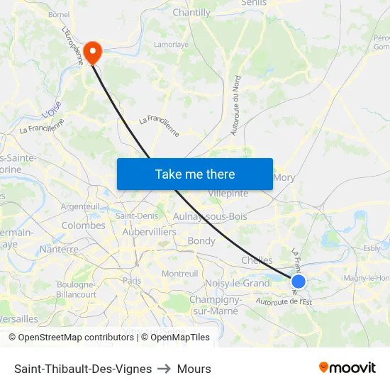 Saint-Thibault-Des-Vignes to Mours map