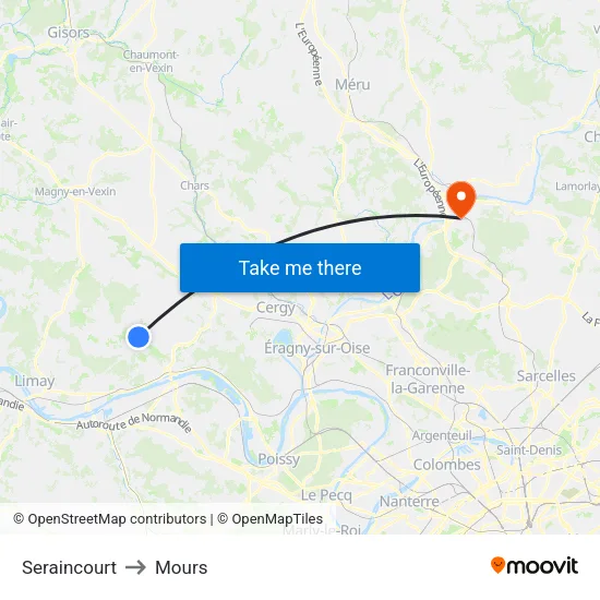 Seraincourt to Mours map