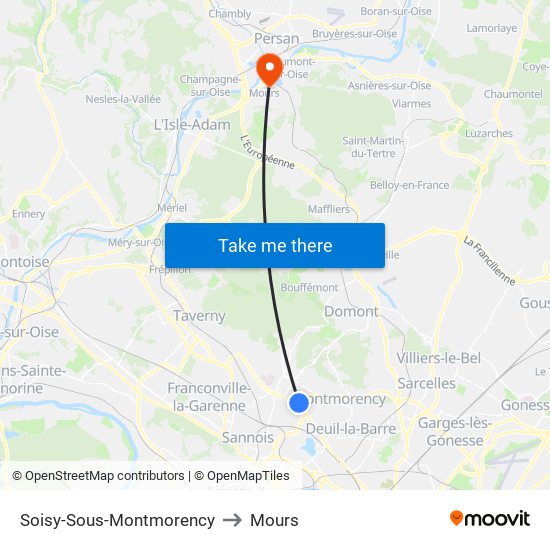 Soisy-Sous-Montmorency to Mours map