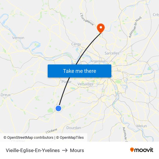 Vieille-Eglise-En-Yvelines to Mours map