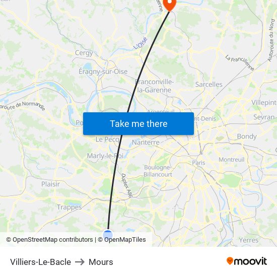 Villiers-Le-Bacle to Mours map