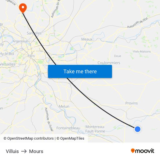 Villuis to Mours map