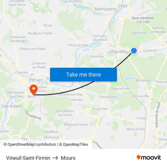 Vineuil-Saint-Firmin to Mours map