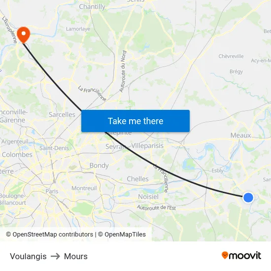 Voulangis to Mours map