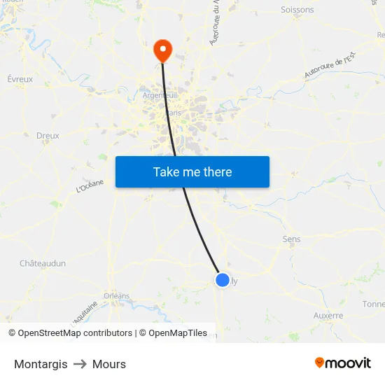 Montargis to Mours map