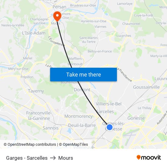 Garges - Sarcelles to Mours map