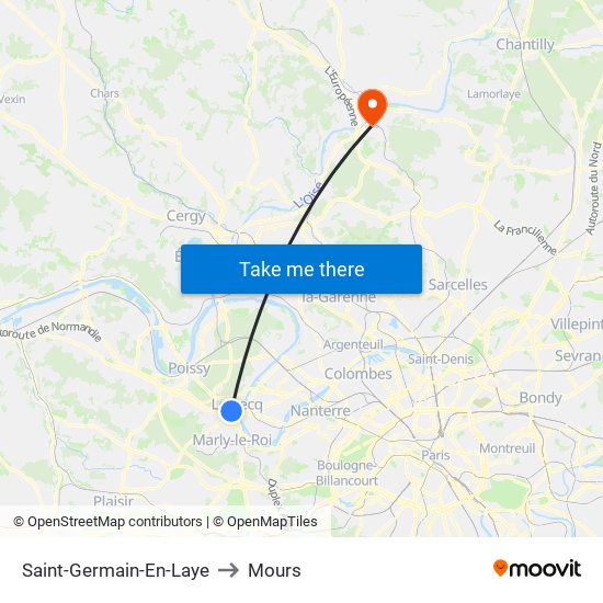 Saint-Germain-En-Laye to Mours map