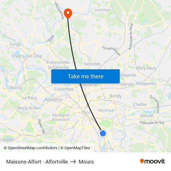 Maisons-Alfort - Alfortville to Mours map