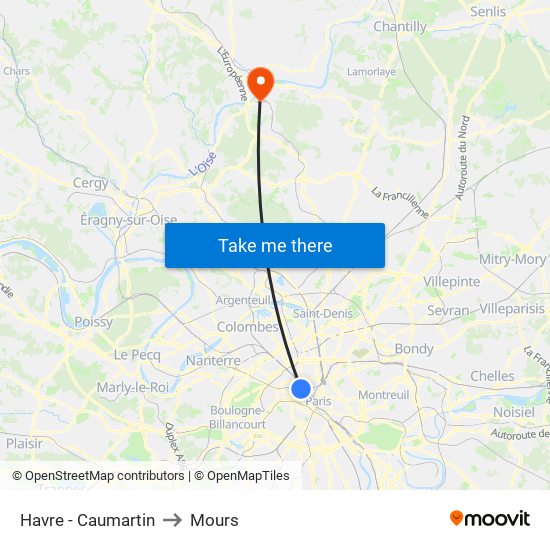 Havre - Caumartin to Mours map