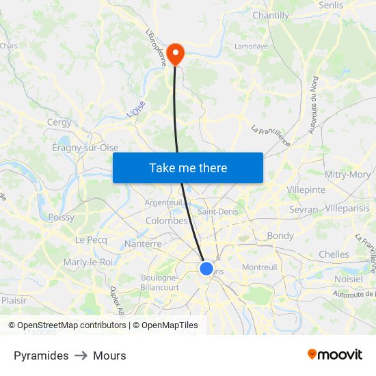 Pyramides to Mours map