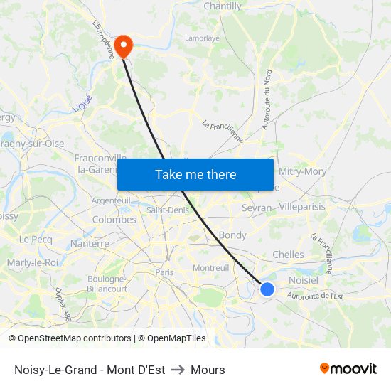 Noisy-Le-Grand - Mont D'Est to Mours map