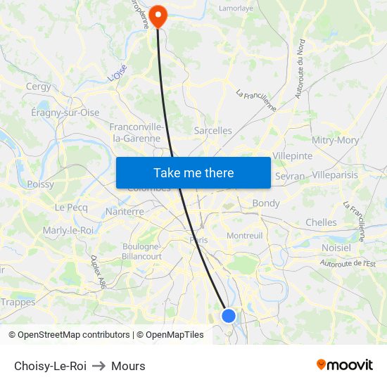Choisy-Le-Roi to Mours map