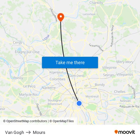 Van Gogh to Mours map