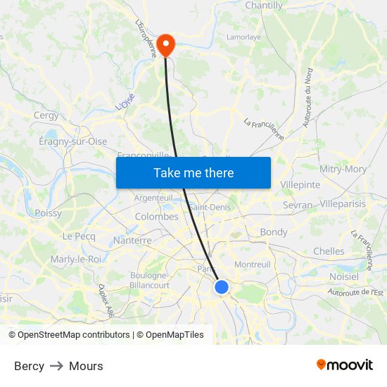 Bercy to Mours map