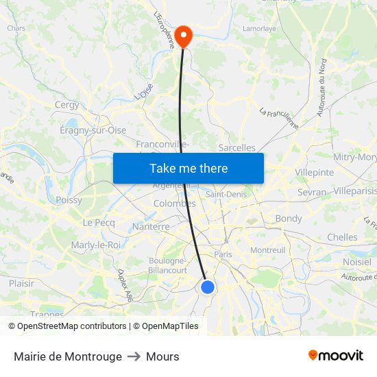 Mairie de Montrouge to Mours map