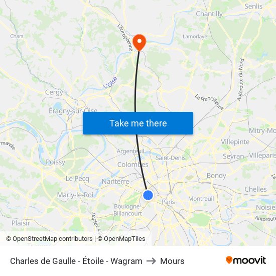 Charles de Gaulle - Étoile - Wagram to Mours map