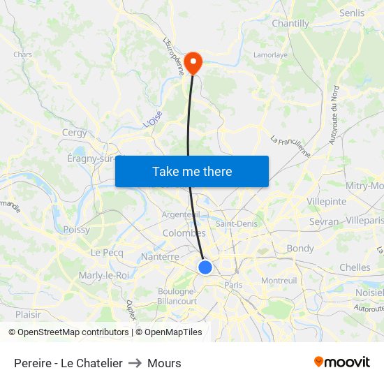 Pereire - Le Chatelier to Mours map