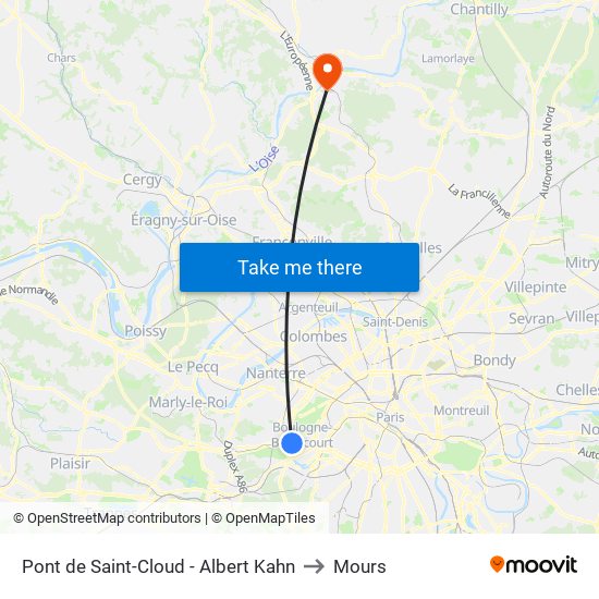 Pont de Saint-Cloud - Albert Kahn to Mours map