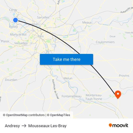 Andresy to Mousseaux-Les-Bray map