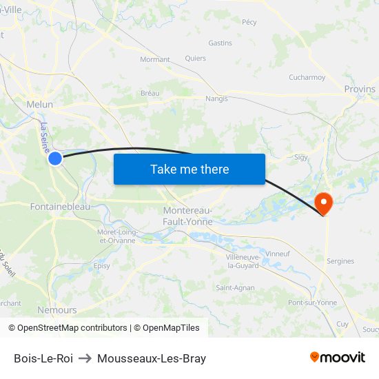 Bois-Le-Roi to Mousseaux-Les-Bray map