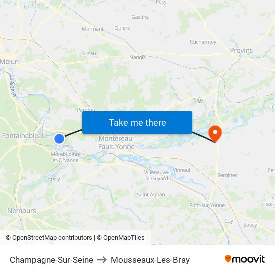 Champagne-Sur-Seine to Mousseaux-Les-Bray map