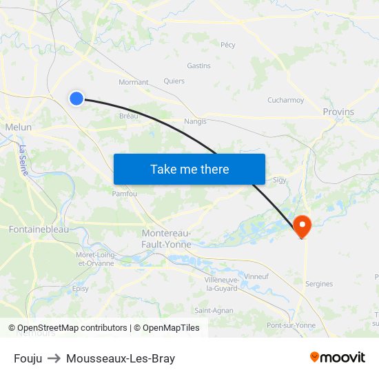 Fouju to Mousseaux-Les-Bray map
