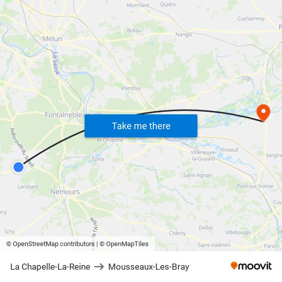 La Chapelle-La-Reine to Mousseaux-Les-Bray map