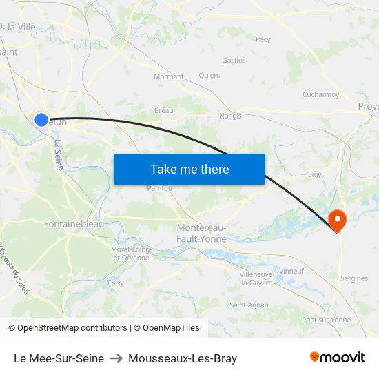 Le Mee-Sur-Seine to Mousseaux-Les-Bray map