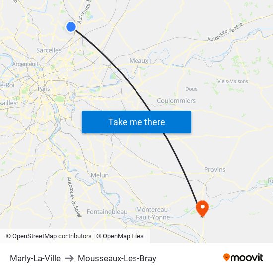 Marly-La-Ville to Mousseaux-Les-Bray map