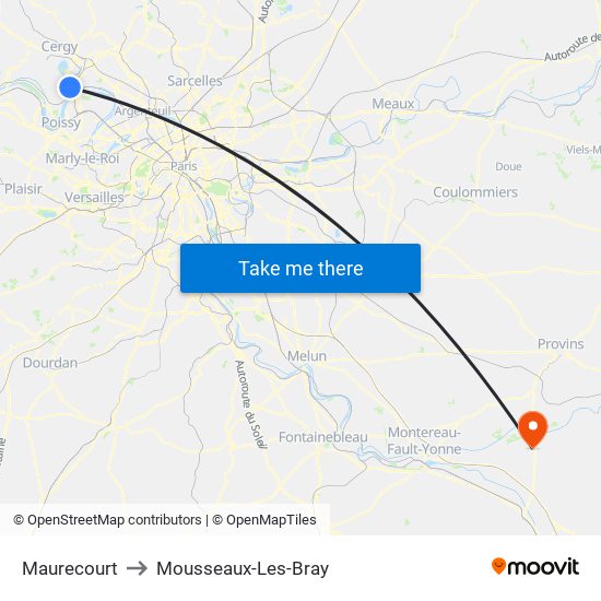 Maurecourt to Mousseaux-Les-Bray map