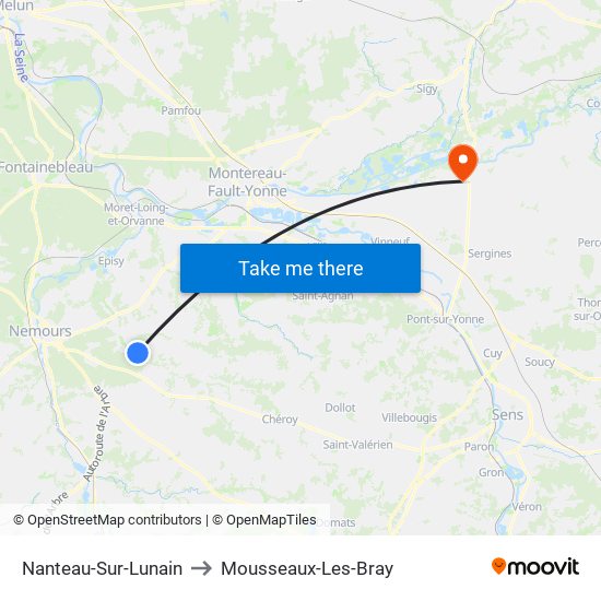 Nanteau-Sur-Lunain to Mousseaux-Les-Bray map