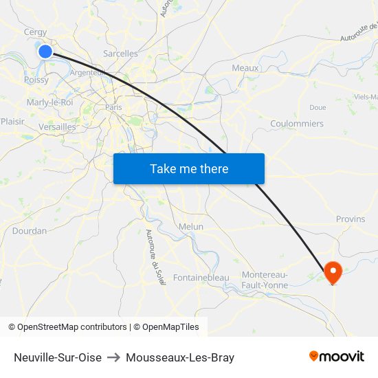 Neuville-Sur-Oise to Mousseaux-Les-Bray map