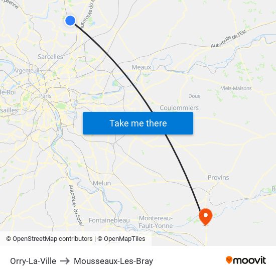 Orry-La-Ville to Mousseaux-Les-Bray map