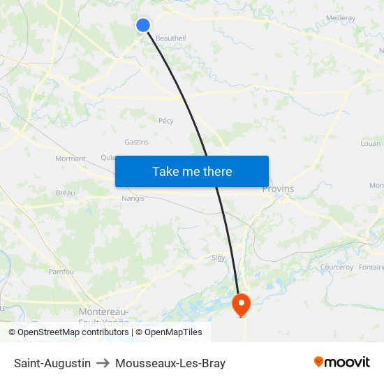 Saint-Augustin to Mousseaux-Les-Bray map