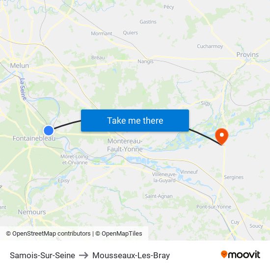 Samois-Sur-Seine to Mousseaux-Les-Bray map
