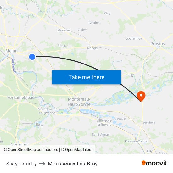 Sivry-Courtry to Mousseaux-Les-Bray map