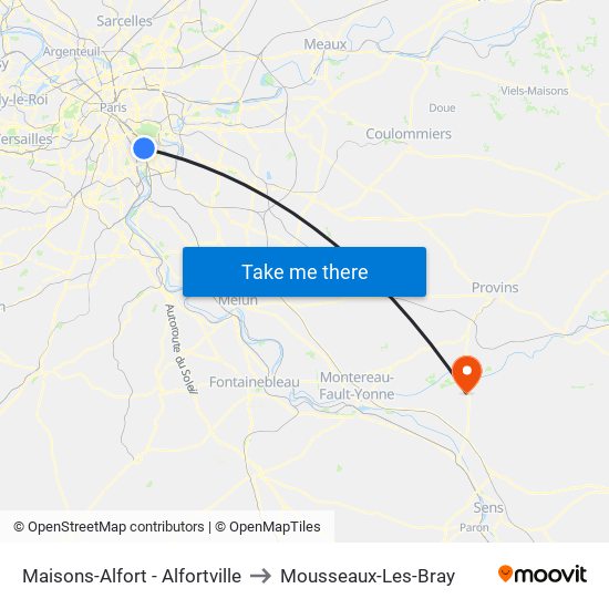 Maisons-Alfort - Alfortville to Mousseaux-Les-Bray map